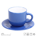 SHINNING COLORFUL 8OZ COFFEE CUPS AND SAUCERS